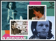 Somalia 2001 In Memoriam - Princess Diana & Walt Disney #09 imperf sheetlet containing 2 values with Liz Taylor & Neil Armstrong in background unmounted mint