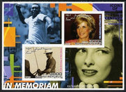 Somalia 2001 In Memoriam - Princess Diana & Walt Disney #14 imperf sheetlet containing 2 values with Pele & Katharine Hepburn in background unmounted mint. Note this item is privately produced and is offered purely on its thematic appeal