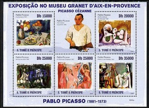 St Thomas & Prince Islands 2009 Paintings by Pablo Picasso perf sheetlet containing 5 values unmounted mint