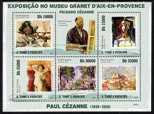 St Thomas & Prince Islands 2009 Paintings by Paul Cezanne perf sheetlet containing 5 values unmounted mint