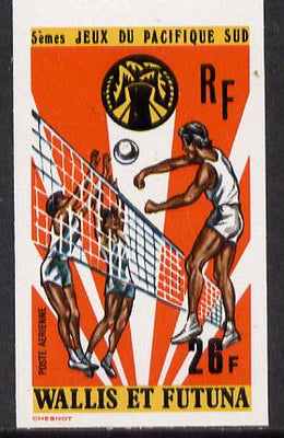 Wallis & Futuna 1975 South Pacific Games 26f (Volleyball) imperf proof from limited printing unmounted mint, SG 244*
