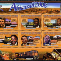 Guinea - Conakry 2009 African Railways perf sheetlet containing 6 values unmounted mint