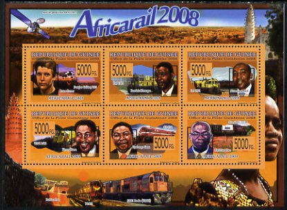 Guinea - Conakry 2009 African Railways perf sheetlet containing 6 values unmounted mint