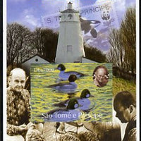 St Thomas & Prince Islands 2004 WWF & Sir Peter Scott #4 imperf s/sheet with Lighthouse in background unmounted mint. Note this item is privately produced and is offered purely on its thematic appeal