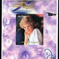 St Thomas & Prince Islands 2005 Princess Diana - Queen of Our Hearts #4 imperf s/sheet with Concorde, Beatles & Satellite in background unmounted mint. Note this item is privately produced and is offered purely on its thematic appeal