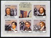St Thomas & Prince Islands 2010 Famous Poets & Writers perf sheetlet containing 5 values unmounted mint