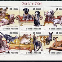 St Thomas & Prince Islands 2010 Cats & Dogs perf sheetlet containing 6 values unmounted mint