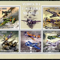 St Thomas & Prince Islands 2010 Aircraft of World War II perf sheetlet containing 5 values unmounted mint