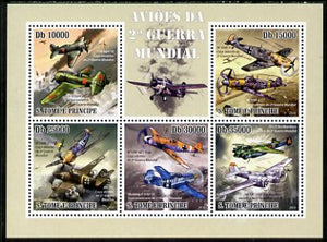 St Thomas & Prince Islands 2010 Aircraft of World War II perf sheetlet containing 5 values unmounted mint