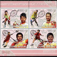 Guinea - Bissau 2009 Beijing Olympics - Badminton perf sheetlet containing 4 values unmounted mint, Michel 4073-76