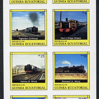 Equatorial Guinea 1977 Locomotives complete imperf set of 8 values (Mi 1145-52B) unmounted mint
