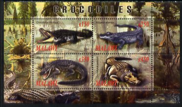 Malawi 2010 Crocodiles perf sheetlet containing 4 values unmounted mint