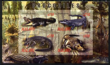 Malawi 2010 Crocodiles imperf sheetlet containing 4 values unmounted mint