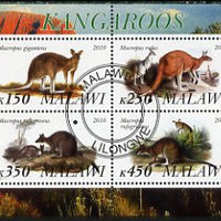 Malawi 2010 Kangaroos perf sheetlet containing 4 values fine cto used