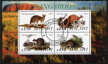 Malawi 2010 Kangaroos perf sheetlet containing 4 values fine cto used