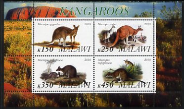 Malawi 2010 Kangaroos perf sheetlet containing 4 values unmounted mint