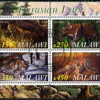 Malawi 2010 Lynx perf sheetlet containing 4 values fine cto used