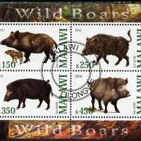 Malawi 2010 Wild Boars perf sheetlet containing 4 values fine cto used
