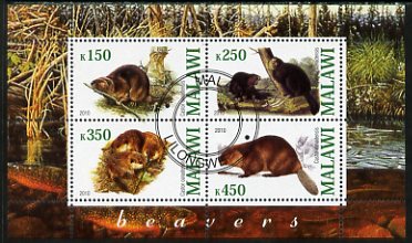 Malawi 2010 Beavers perf sheetlet containing 4 values fine cto used
