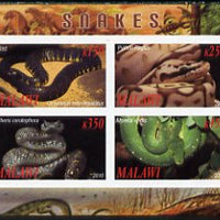 Malawi 2010 Snakes imperf sheetlet containing 4 values unmounted mint