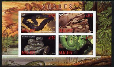 Malawi 2010 Snakes imperf sheetlet containing 4 values unmounted mint