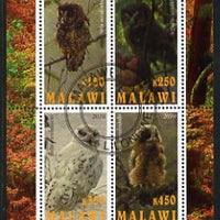 Malawi 2010 Owls perf sheetlet containing 4 values fine cto used