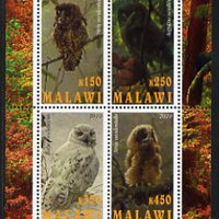 Malawi 2010 Owls perf sheetlet containing 4 values unmounted mint