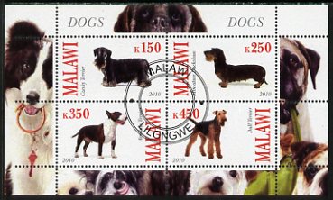 Malawi 2010 Dogs perf sheetlet containing 4 values fine cto used