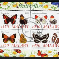Malawi 2010 Butterflies #2 perf sheetlet containing 4 values fine cto used
