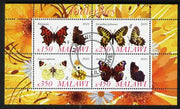 Malawi 2010 Butterflies #3 perf sheetlet containing 4 values fine cto used