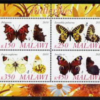 Malawi 2010 Butterflies #3 perf sheetlet containing 4 values unmounted mint
