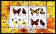 Malawi 2010 Butterflies #3 perf sheetlet containing 4 values unmounted mint