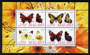 Malawi 2010 Butterflies #3 perf sheetlet containing 4 values unmounted mint
