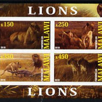 Malawi 2010 Lions imperf sheetlet containing 4 values unmounted mint