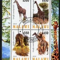 Malawi 2010 Giraffes perf sheetlet containing 4 values fine cto used