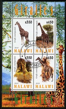 Malawi 2010 Giraffes perf sheetlet containing 4 values fine cto used