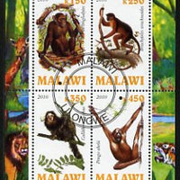 Malawi 2010 Monkeys perf sheetlet containing 4 values fine cto used