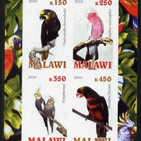 Malawi 2010 Parrots imperf sheetlet containing 4 values unmounted mint