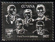 Guyana 1992 'Genova 92' International Thematic Stamp Exhibition $600 perf embossed in silver foil featuring JFK, Martin Luther King, Lincoln, Roosevelt & Churchill