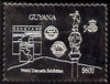 Guyana 1992 'Genova 92' International Thematic Stamp Exhibition $600 perf embossed in silver foil featuring Statue of Columbus plus Rotary & Lions International Logos