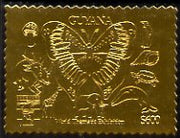 Guyana 1992 'Genova 92' International Thematic Stamp Exhibition $600 perf embossed in gold foil featuring Butterfly, Mushroom, Penguin, Shell, Tortoise, Dolphin,Giraffe, Elephant & Dinosaur