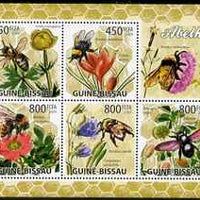 Guinea - Bissau 2009 Bees & Flowers perf sheetlet containing 6 values unmounted mint