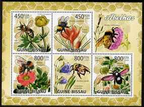 Guinea - Bissau 2009 Bees & Flowers perf sheetlet containing 6 values unmounted mint