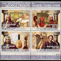 Guinea - Bissau 2009 George Frederic Handel perf sheetlet containing 4 values unmounted mint Michel 4158-61