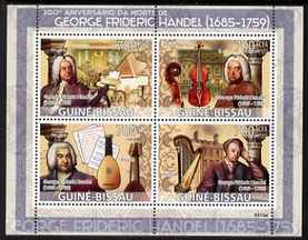 Guinea - Bissau 2009 George Frederic Handel perf sheetlet containing 4 values unmounted mint Michel 4158-61