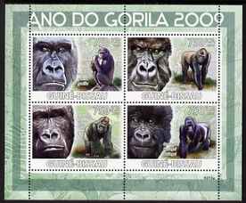 Guinea - Bissau 2009 Year of the Gorilla perf sheetlet containing 4 values unmounted mint Michel 4178-81