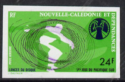New Caledonia 1974 South Pacific Games 24f (Discus) imperf proof from limited printing, SG 555*