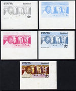 Staffa 1979 Gandhi 50p (Civil Disobedience) set of 5 imperf progressive colour proofs comprising 3 individual colours (red, blue & yellow) plus 2 and all 4-colour composites, unmounted mint