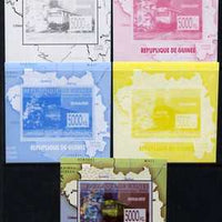 Guinea - Conakry 2009 Opening of Saka Higashi Line individual deluxe sheet #1 - the set of 5 imperf progressive proofs comprising the 4 individual colours plus all 4-colour composite, unmounted mint