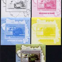 Guinea - Conakry 2009 Opening of Saka Higashi Line individual deluxe sheet #2 - the set of 5 imperf progressive proofs comprising the 4 individual colours plus all 4-colour composite, unmounted mint